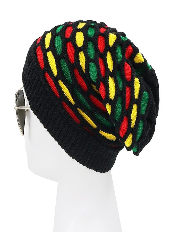 Bandelt Rasta Jamaica Beanie Reggae Hat Multi-Colour Slouchy Baggie Beanie Skullies Gorro Rasta Cap for Mens Womens - Image 5